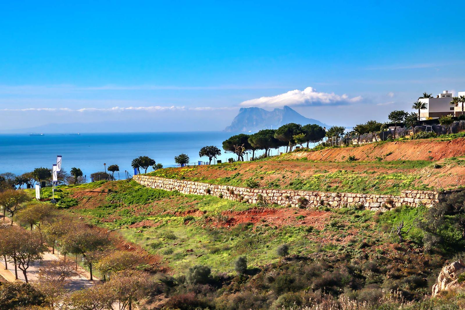 Sotogrande Scenic view of Sotogrande countryside with the Mediterranean Sea and Gibraltar in the background.