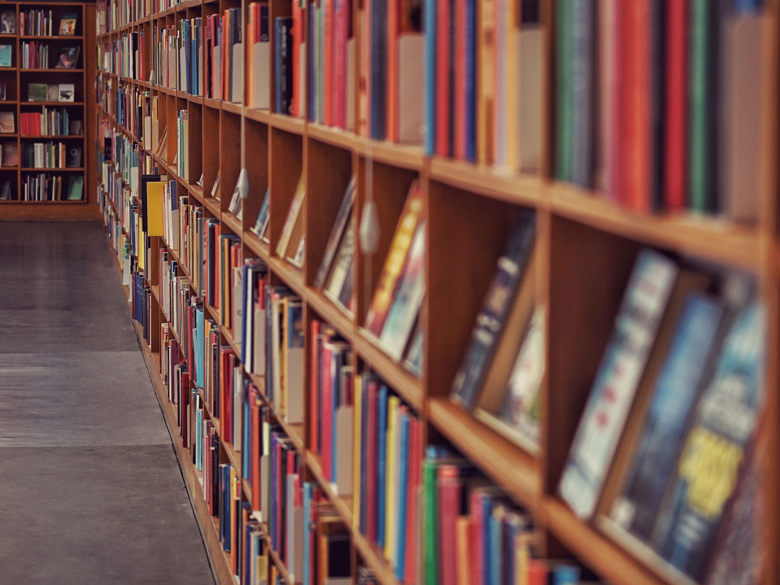 Shot of books arranged in the library