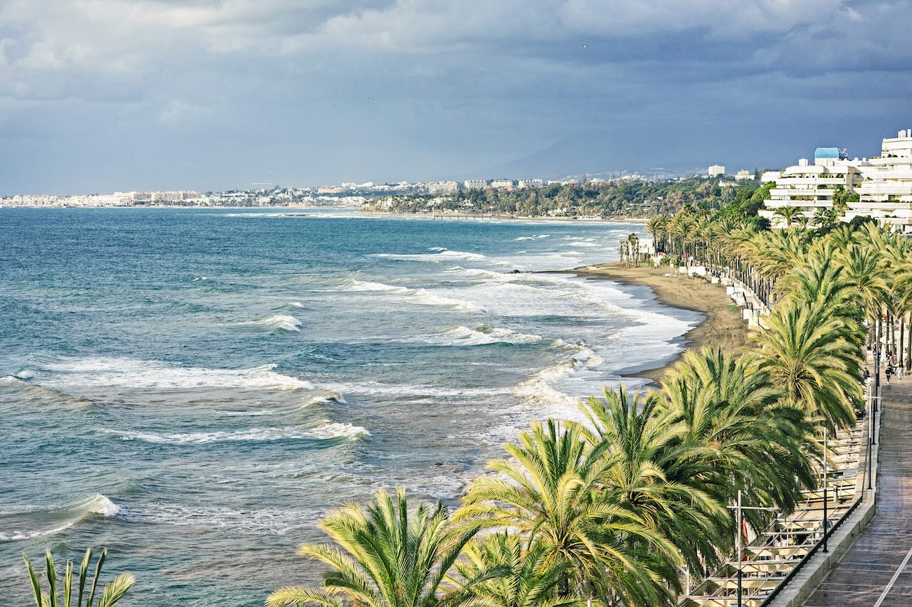 panoramic view of Marbella promenade